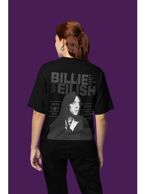 Sevbano Billie Eilish Sırt Baskılı Unisex Oversize Şarkıcı Tişört