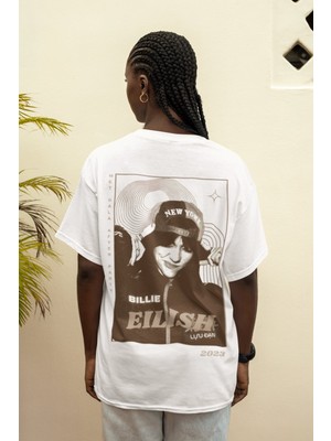 Sevbano Billie Eilish Sırt Baskılı Unisex Oversize Şarkıcı Tişört