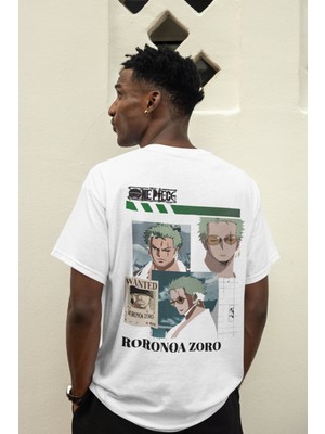 Sevbano One Piece Roronoa Zoro Sırt Baskılı Unisex Oversize Anime Tişört
