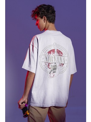 Sevbano Efsane Müzik Grubu Nirvana Sırt Baskılı Unisex Oversize Tişört