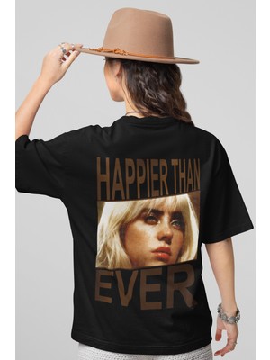 Sevbano Happier Than Ever Billie Eilish Sırt Baskılı Unisex Oversize Şarkıcı Tişört