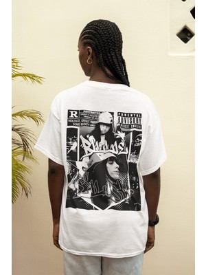 Sevbano Şarkıcı Billie Eilish Sırt Baskılı Unisex Oversize Şarkıcı Tişört