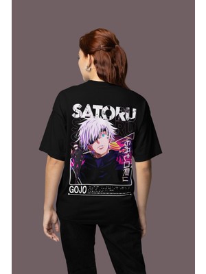Sevbano Gojo Satoru Jujutsu Kaisen Sırt Baskılı Unisex Oversize Anime Tişört