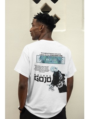 Sevbano Gojo Satoru Jujutsu Kaisen Sırt Baskılı Unisex Oversize Anime Tişört