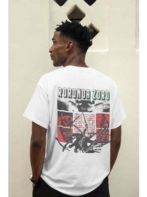 Sevbano One Piece Roronoa Zoro Sırt Baskılı Unisex Oversize Anime Tişört