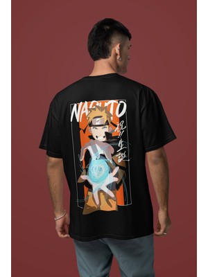 Sevbano Naruto Uzumaki Sırt Baskılı Unisex Oversize Anime Tişört