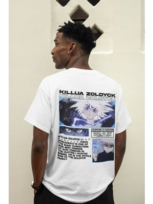 Sevbano Hunter x Hunter Killua Zoldyck Sırt Baskılı Unisex Oversize Anime Manga Tişört