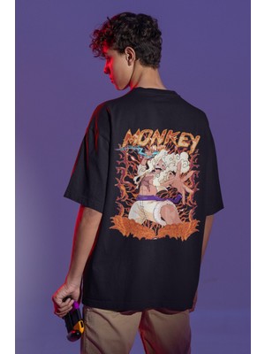 Sevbano Monkey D. Luffy Sırt Baskılı Unisex Oversize One Piece Anime Tişört