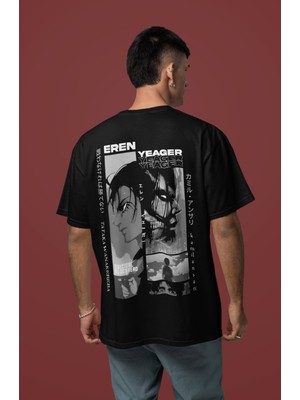 Sevbano Eren Yeager Attack On Titan Sırt Baskılı Unisex Oversize Anime Tişört
