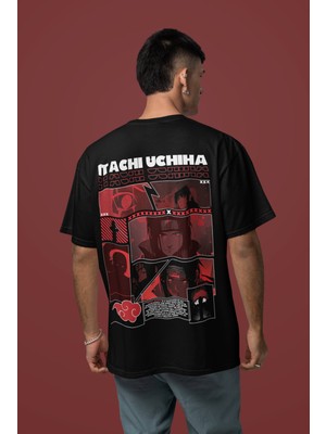 Sevbano Itachi Uchiha Naruto Sırt Baskılı Unisex Oversize Anime Tişört