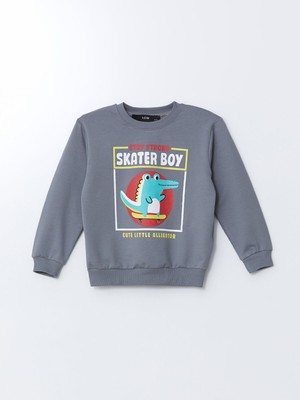 Lc Waikiki Yeni Sezon Bisiklet Yaka Baskılı Erkek Bebek Sweatshirt