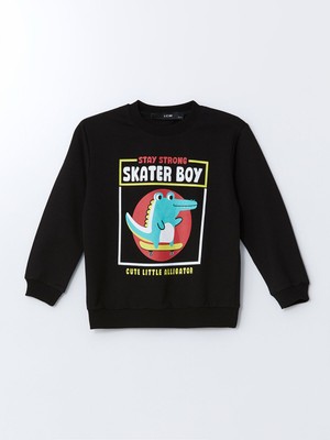 Lc Waikiki Yeni Sezon Bisiklet Yaka Baskılı Erkek Bebek Sweatshirt