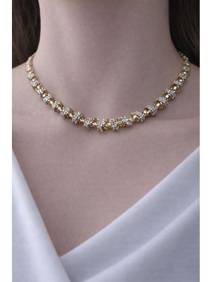 Huma Butik Takı Aksesuar Taşlı Halkalı Gold Çelik Kolye – Şık ve Güçlü Duruş