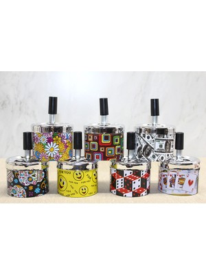 Store Mania Küçük Boy Metal Renkli Basmalı Küllük Yuvarlak STOREMANIA-96547