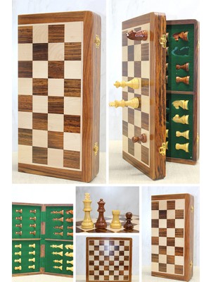 Mıknatıs Taşlı Ahşap Katlanabilir Kutulu Satranç Oyunu 40 cm TOYIGOO-6478