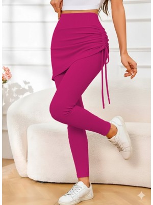 Livizmir Moda Kadın Yüksek Bel Yandan Büzgülü Alttan Uzun Kaşkorse Tayt Etek