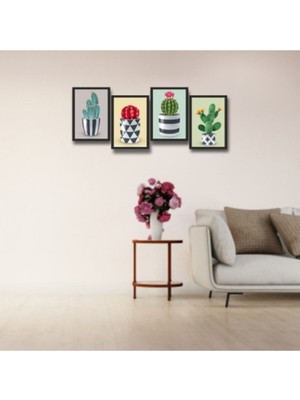 TeknoKapsül 4 Parça Çerçeve Görünümlü Mdf Tablo