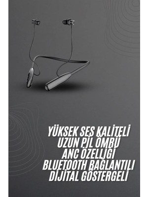 100 Saat Bluetooth Kulaklık Dijital Göstergeli Anc Özelliği Kablolu Kozmix