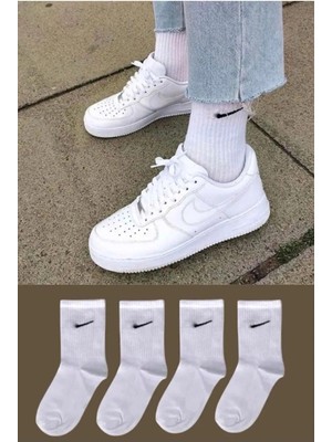 Multi Çorap Multiçorap 5 Çift Uzun Konç Tik Desenli Esnek Erkek Kadın Beyaz Tenis Çorabı