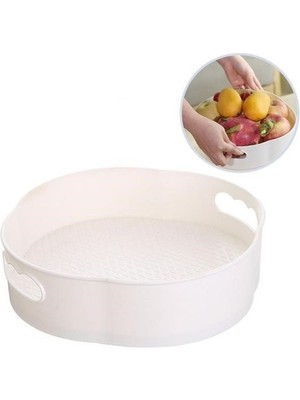 Sinerjim 360 Derece Dönebilen Mekanizmalı Yuvarlak Tepsi Formlu Sunum ve Servis Organizer Tablası