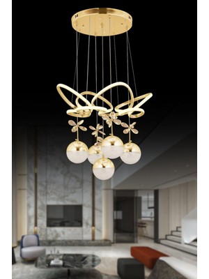 Lotus Gold 5 Toplu Lüks Akgül Avize