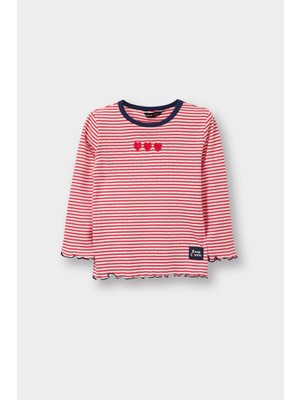 DeFacto Kız Bebek Bisiklet Yaka Çizgili Uzun Kollu Tişört G7463A526SP
