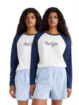 DeFacto Regular Fit Poplin 2'li Şort Pijama Altı E4342AX25AU