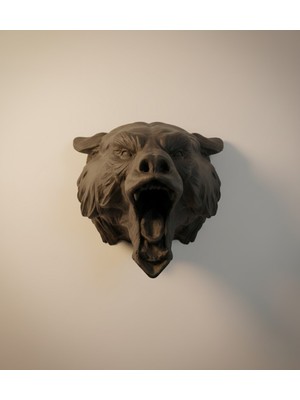 DecoTech Ayı Tasarım Siyah 3D Duvar Heykeli (55476)