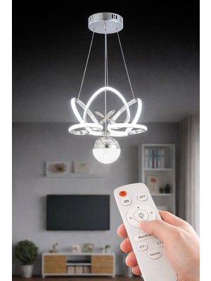 Lotus Krom Tek Toplu Kumandalı Lüks Akgül Avize