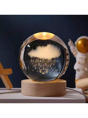 DecoTech Yağmur Bulutu Tasarımlı Işıklı Cam Küre (55476)