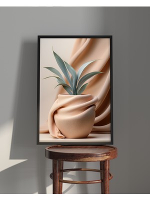 Rosa Art Tablo | Ahşap Çerçeveli Tablo | Çerçeveli Poster | Kadife Saksı, Çiçek Temalı Tablo