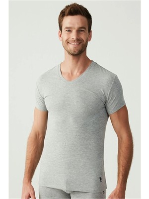 U.S. Polo Assn. U.s Polo Assn. 80194 Erkek 2 Li Kısa Kol V Yaka Atlet-Grimelanj