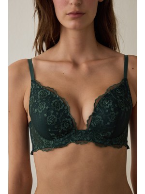 Penti Koyu Yeşil Wire Broderie Sütyen