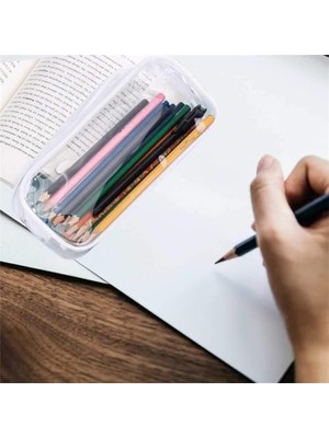 Kalem Çantası, 4 Adet Şeffaf Pvc Fermuarlı Kırtasiye Çantası, Seyahat ve Okul Için Şeffaf Kalemlik, Erkek, Kadın ve Öğrenciler Için