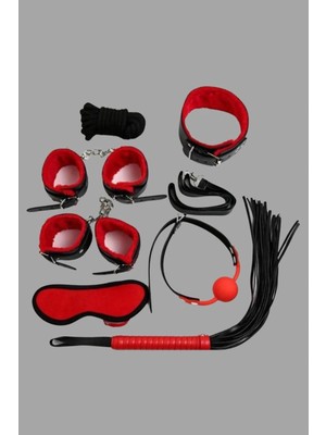 Dodes Dodes Kırmızı/siyah Içi Tüylü Deri 7'li Harness Set