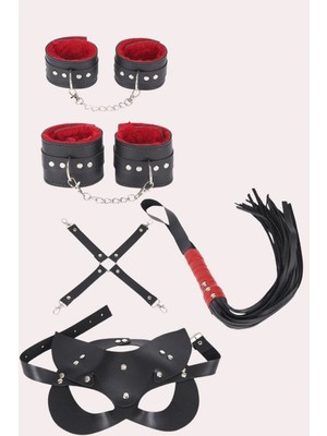 Dodes Dodes 4'lü Kol Bacak Kırbaç Maske Deri Aksesuar Set