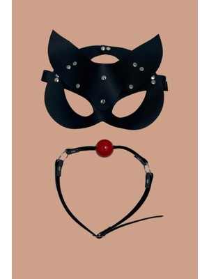Dodes Dodes Siyah Deri Maske ve Ağız Topu Herness Aksesuar