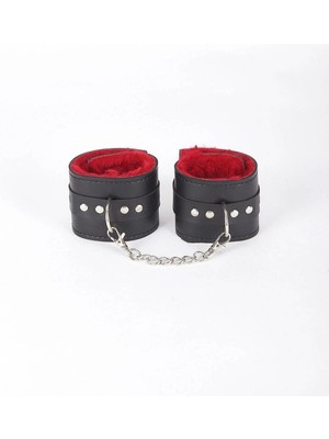 Dodes Dodes Siyah Kırmızı Içi Tüylü Bileklikli Kelepçe