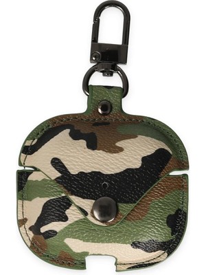 Airpods Pro 2 (2.nesil) Çanta Kamuflaj Deri Kılıf - Yeşil KOZMIX-969871