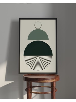 Rosa Art Tablo | Ahşap Çerçeveli Tablo | Çerçeveli Poster | Soyut Yarım Daireler ,soyut Tablo