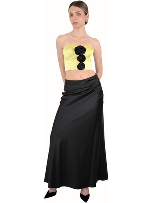 Ayshan Crop Etek Çiçekli Sarı