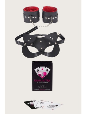 Dodes Dodes Sexy Görselli Oyun Kartı Kama Sutra  Kelepçe Maske Set