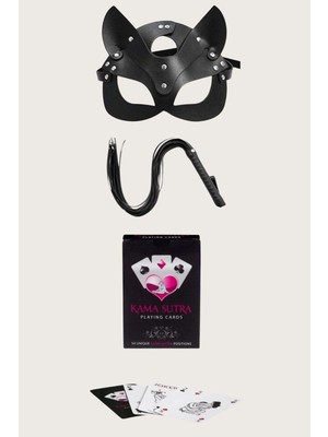 Dodes Dodes Sexy Görselli Oyun Kartı Kama Sutra Kırbaç Maske Set