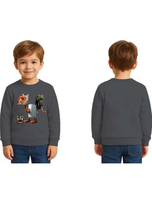 Sedirli Unisex Braınrot Baskılı Çocuk Swaetshirt 3 Iplik Şardonlu