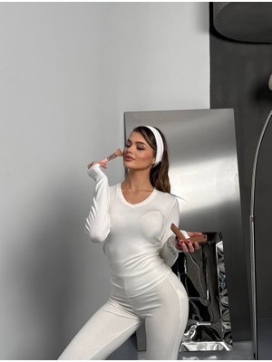V Yaka,uzun Kollu ,basic Body, Modalkumaş, Parmak Detaylı