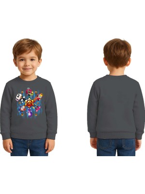 Sedirli Unisex Brawl Stars Baskılı Çocuk Swaetshirt 3 Iplik Şardonlu