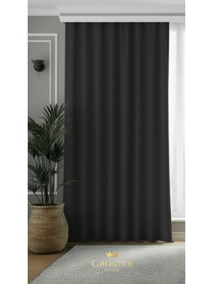 Groster Spor Siyah Blackout, Işık Güneş Geçirmez Karartma Perde Güneşlik, Fon Perde Pilesiz  [enxboy]