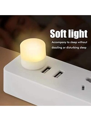 Mini LED Lambalar, USB Işık, 6 Adet, Taşınabilir Mini USB Gece Lambası, Mobil Led, Bebek Uykusu, Mobil Şarj Lambaları Için Küçük Yuvarlak Işıklar