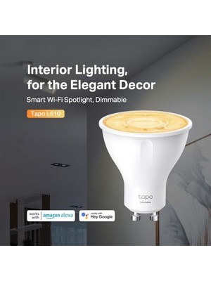 L610, Akıllı Wi-Fi Spot Işığı, Ayarlanabilir Parlaklık, GU10 Lamba Tabanı, Uzaktan Kumanda, Enerji Tasarrufu, Alexa ve ile Çalışır, Hub Gerektirmez