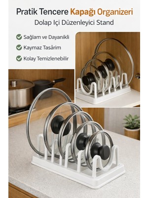 Primeaks Tencere Kapağı Organizeri – Dolap Içi Kapak Düzenleyici Stand | Kaymaz & Dayanıklı
